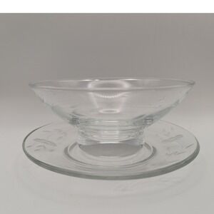 Vintage Princess House Heritage Crystal Mayo Bowl & underplate Set C367 Etched